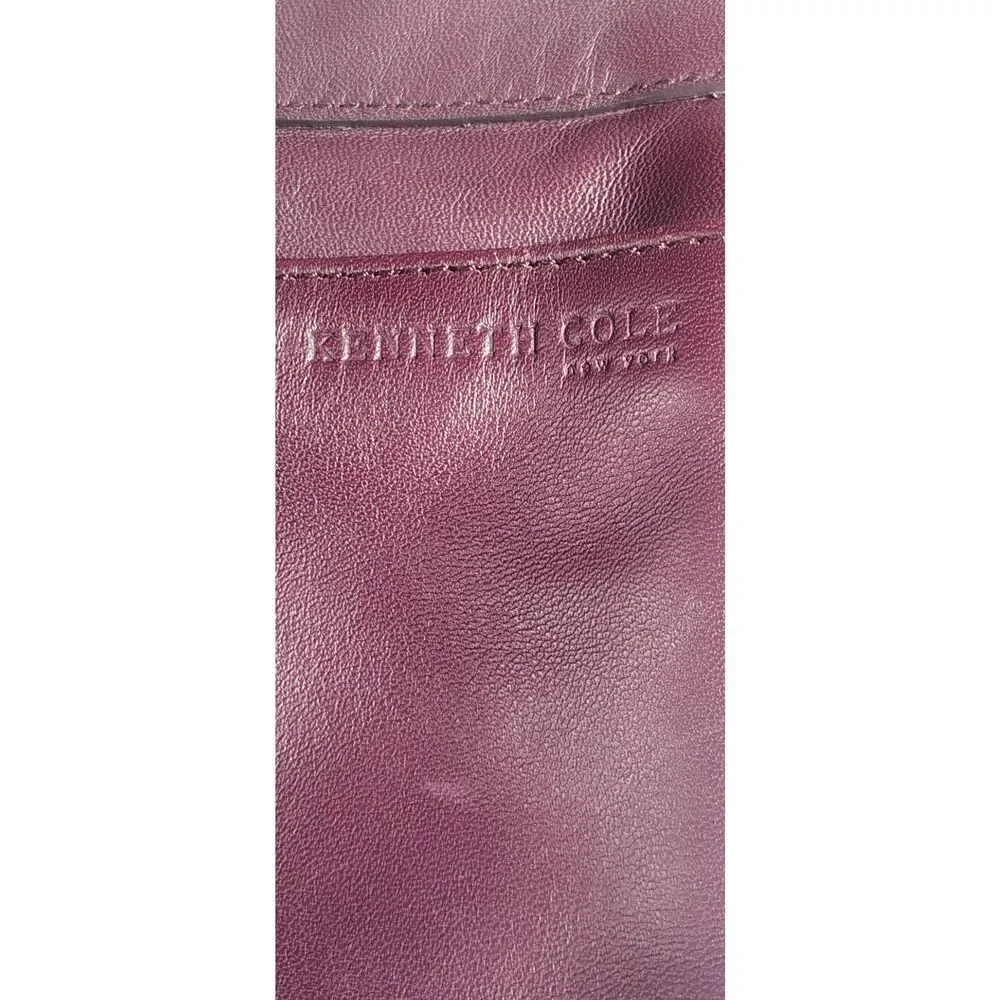 Kenneth Cole Burgundy Leather Crossbody Satchel Vintage Multi Pocket Bag
